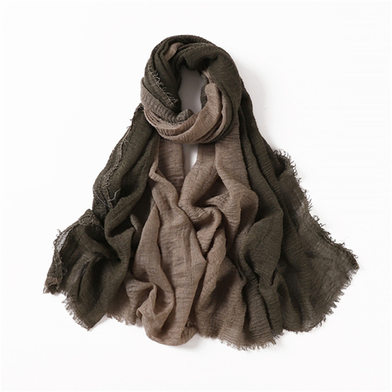 New gradient rainbow color Fashion Scarf pleated cotton scarf wholesale