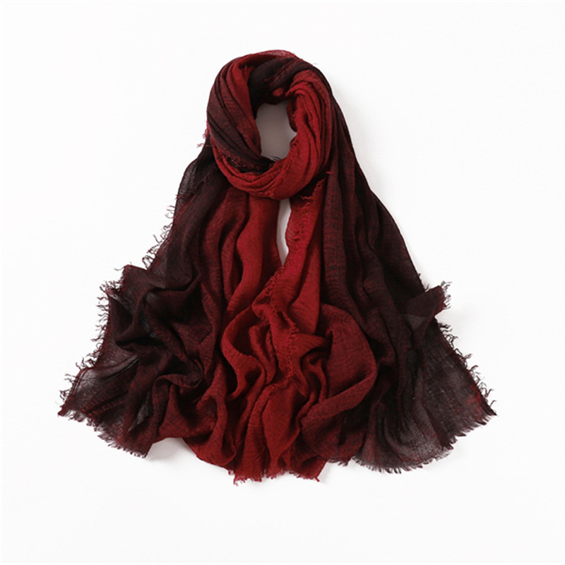 New gradient rainbow color Fashion Scarf pleated cotton scarf wholesale