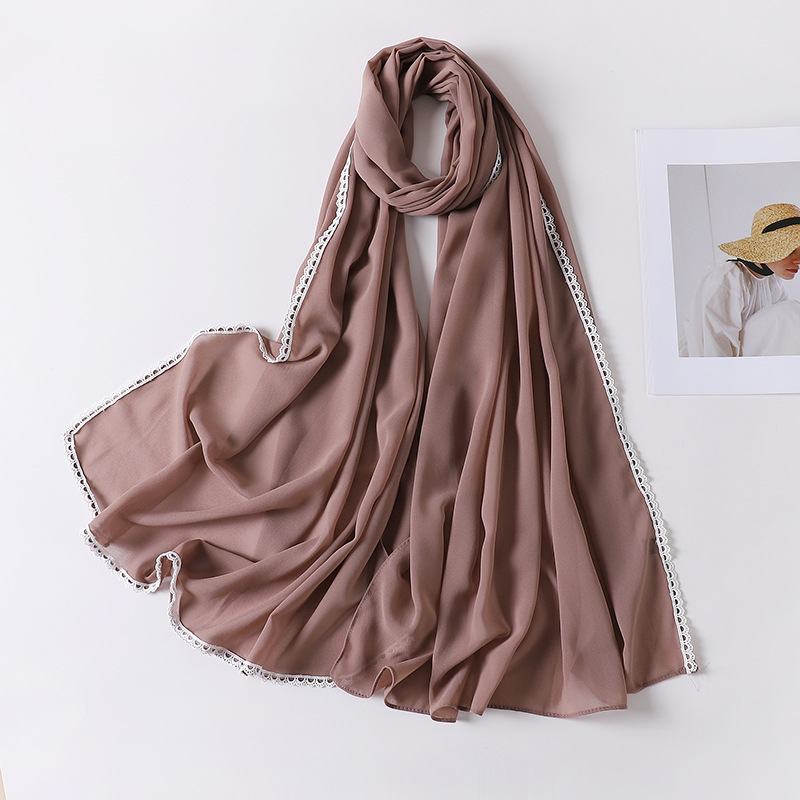 New Baotou lace decorative scarf pearl Chiffon Scarf wholesale
