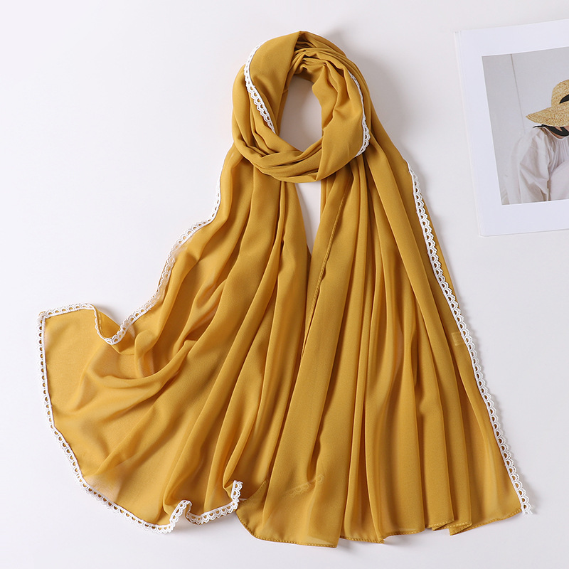 New Baotou lace decorative scarf pearl Chiffon Scarf wholesale