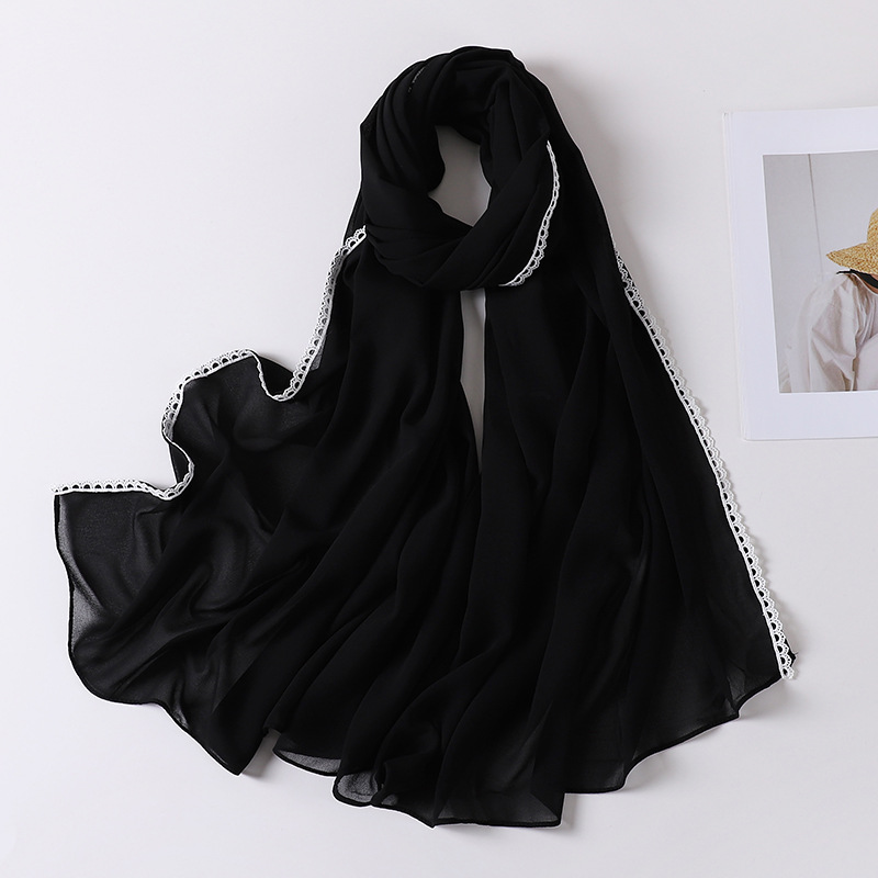 New Baotou lace decorative scarf pearl Chiffon Scarf wholesale