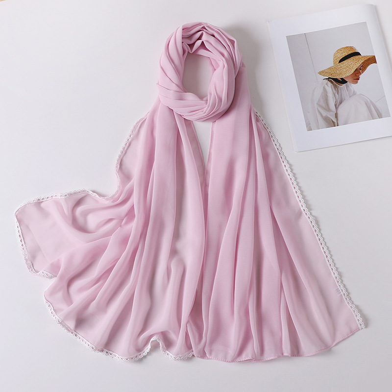 New Baotou lace decorative scarf pearl Chiffon Scarf wholesale