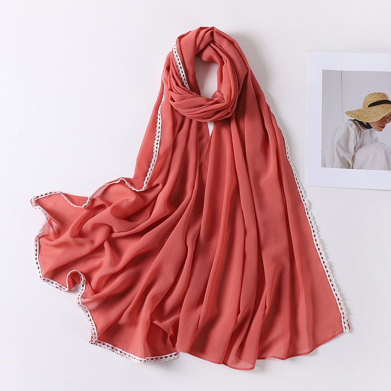 New Baotou lace decorative scarf pearl Chiffon Scarf wholesale