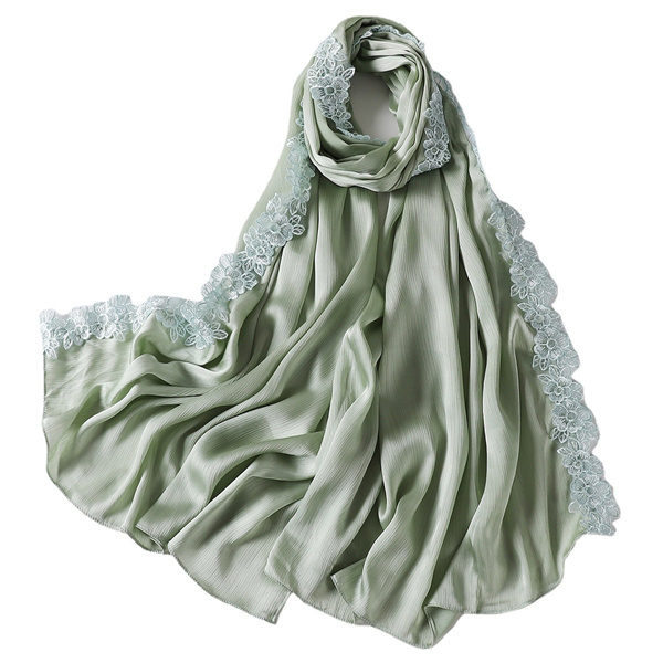 New fashion womens silk and satin lace Baotou scarf wholesale