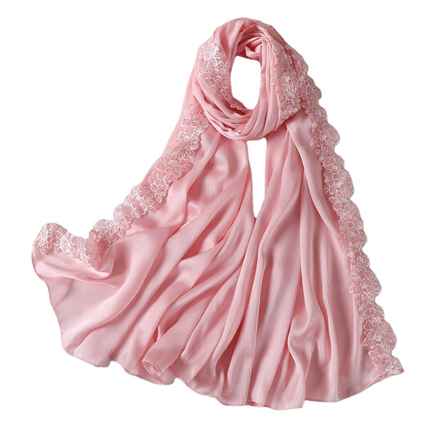 New fashion womens silk and satin lace Baotou scarf wholesale