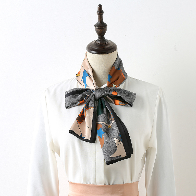 Small scarf printing sweet bowknot bag bandage silk scarf wholesale