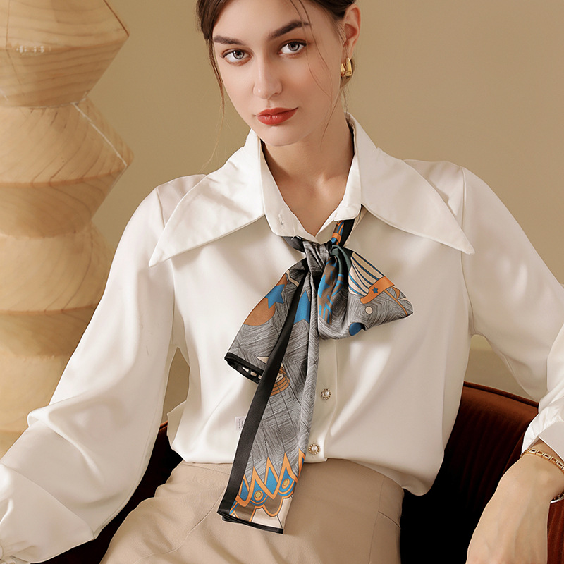 Small scarf printing sweet bowknot bag bandage silk scarf wholesale