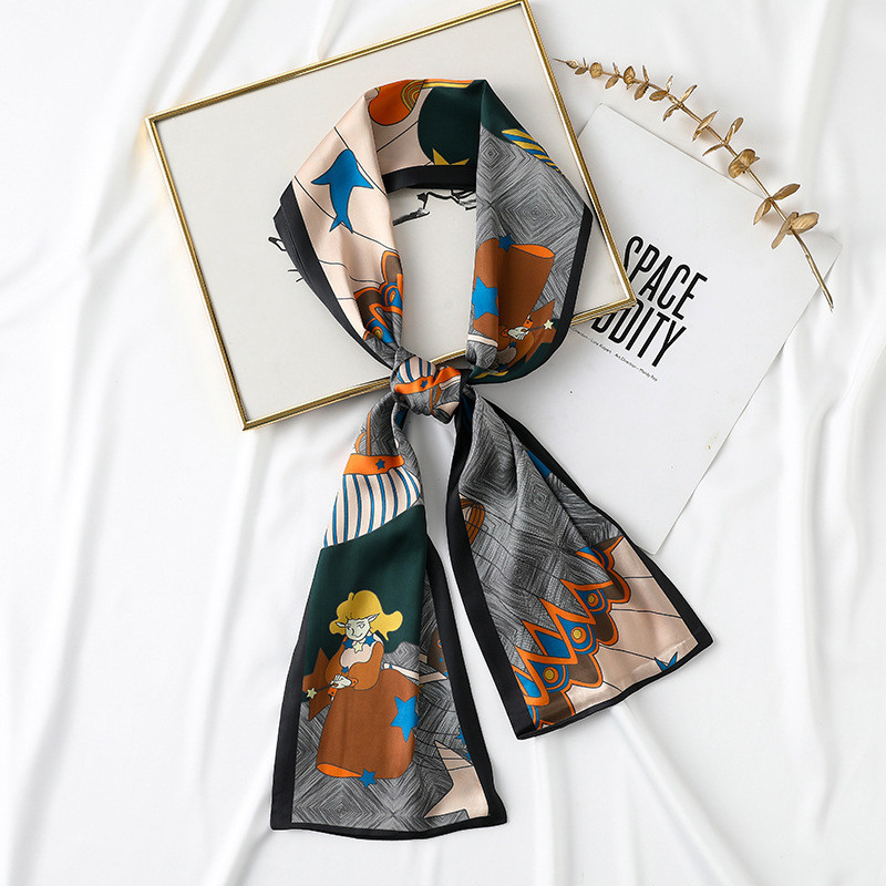 Small scarf printing sweet bowknot bag bandage silk scarf wholesale