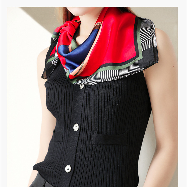 Plaid double sided printing 70 small silk scarves and square scarves wholesale
