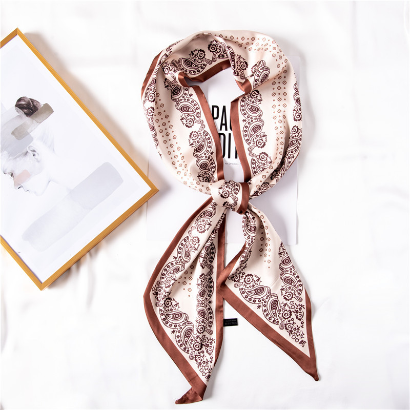 Sweet little scarf printed imitation silk hair belt long silk scarf