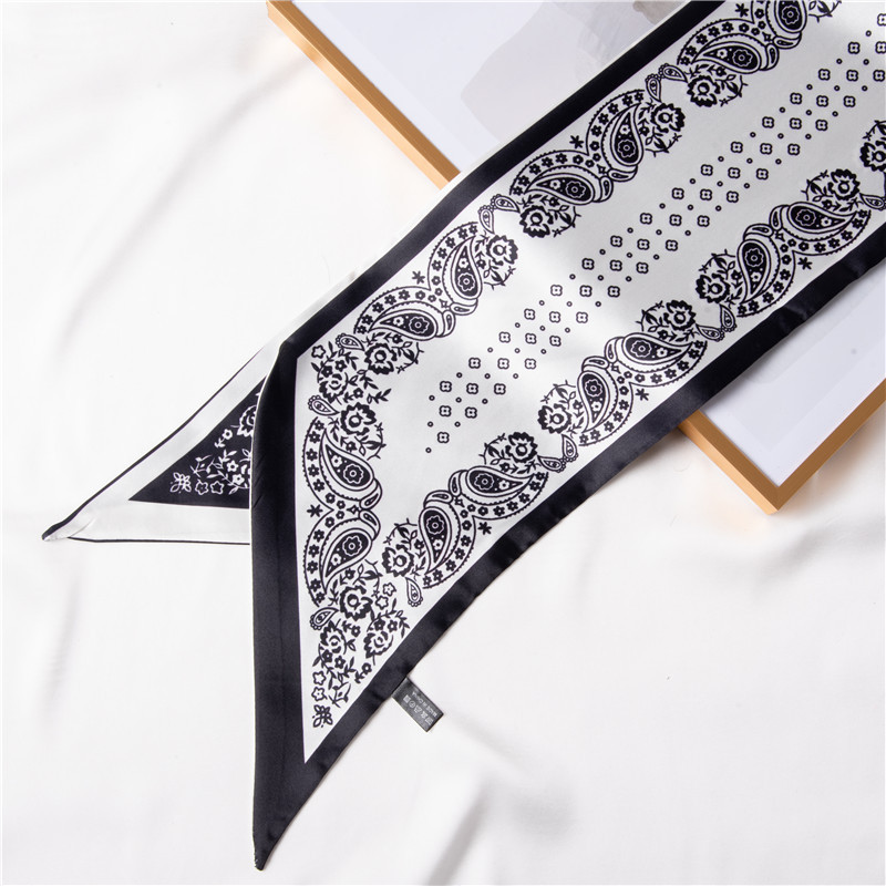 Sweet little scarf printed imitation silk hair belt long silk scarf