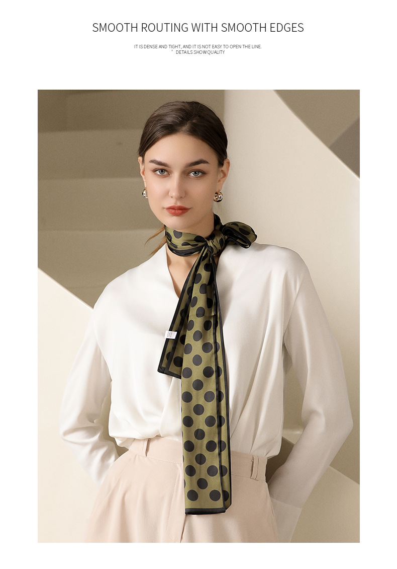 Wave point printing bag decoration long silk scarf wholesale