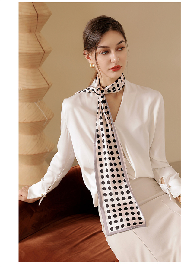 Wave point printing bag decoration long silk scarf wholesale