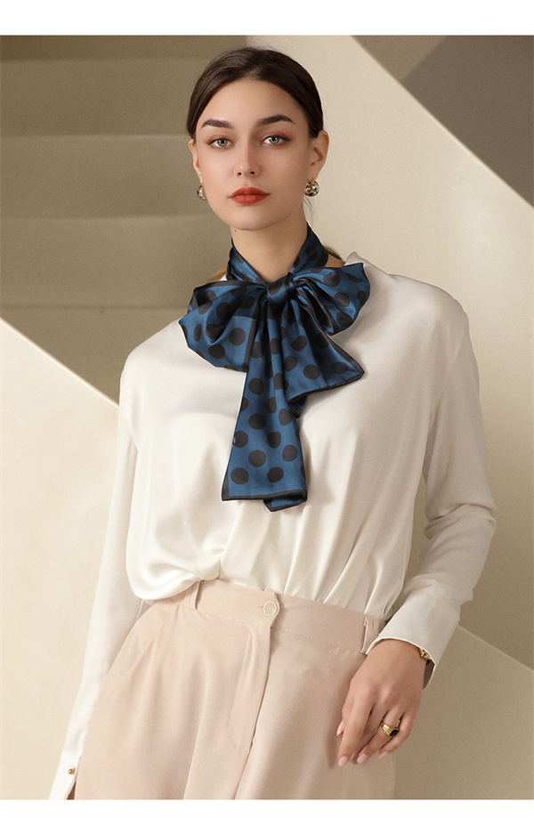 Wave point printing bag decoration long silk scarf wholesale