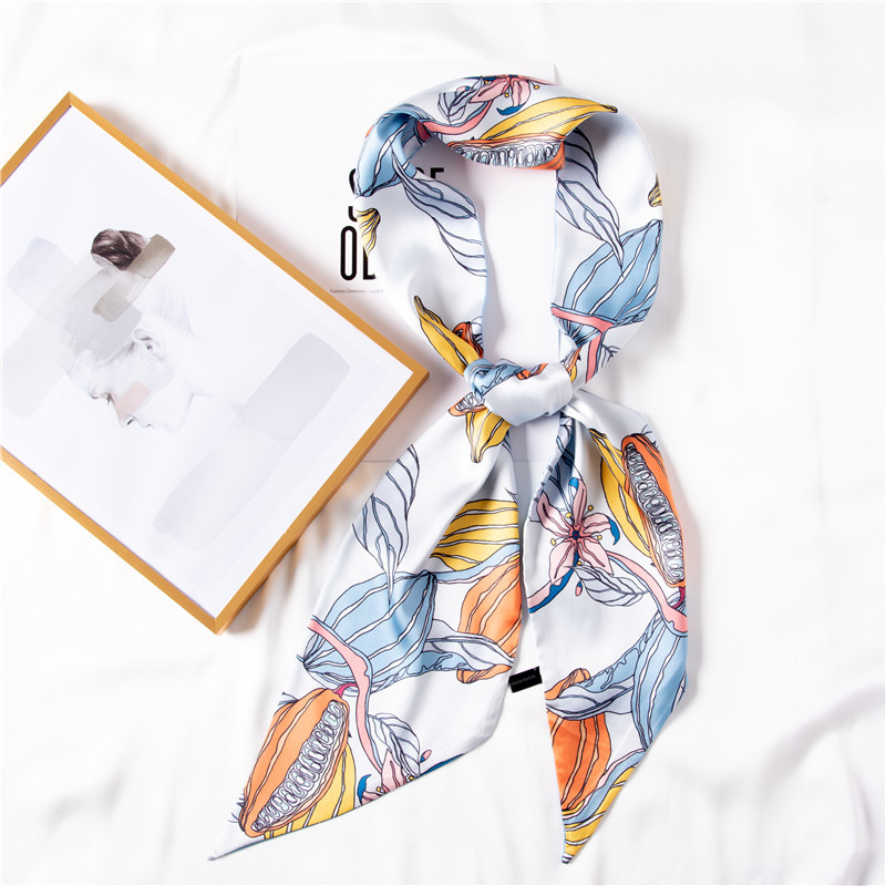 Wholesale of new flower printing imitation silk ribbon scarves