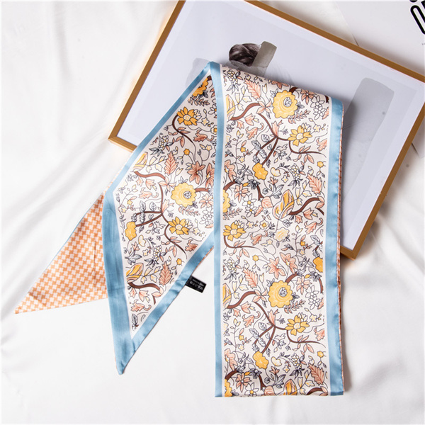 Fashion Square Scarf small yellow flower printing simulation silk hair belt sweet scarf wholesale