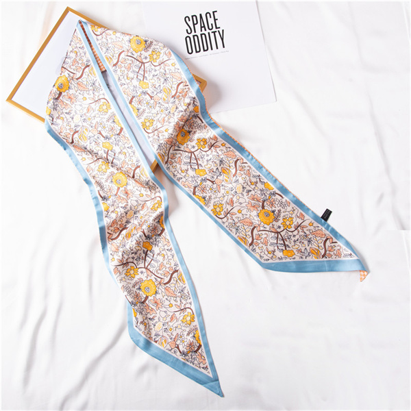 Fashion Square Scarf small yellow flower printing simulation silk hair belt sweet scarf wholesale
