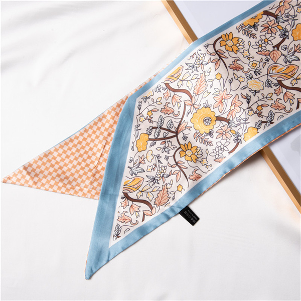 Fashion Square Scarf small yellow flower printing simulation silk hair belt sweet scarf wholesale