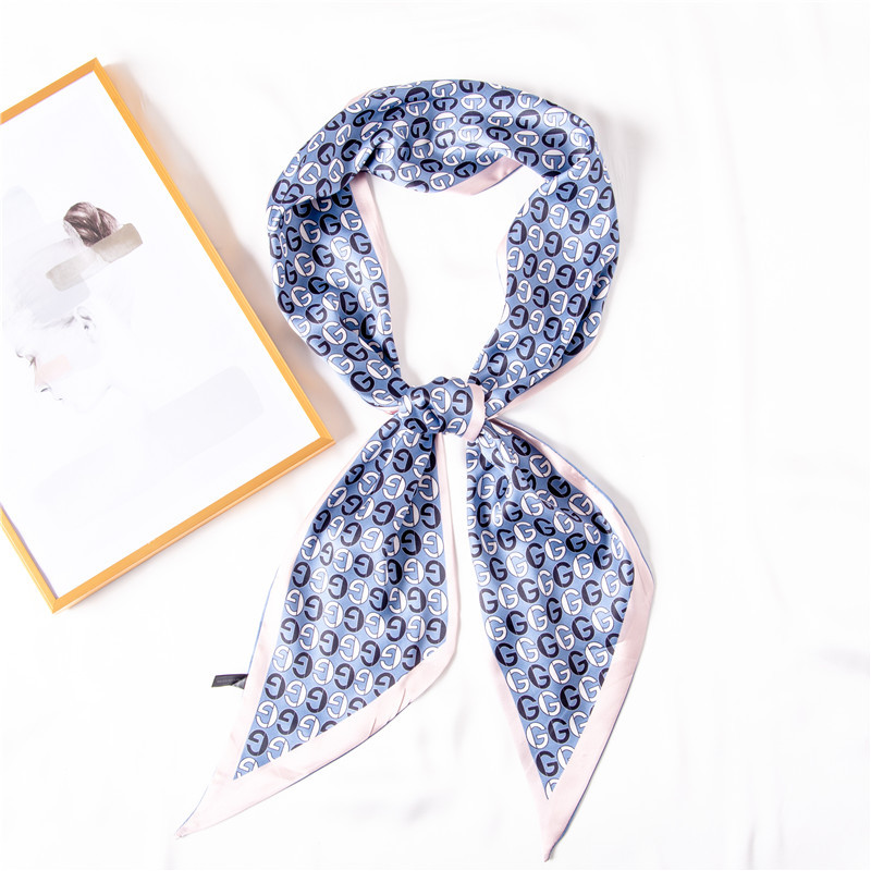 New letter printed silk scarf trend hair band simulation silk ribbon ribbon ribbon small scarf