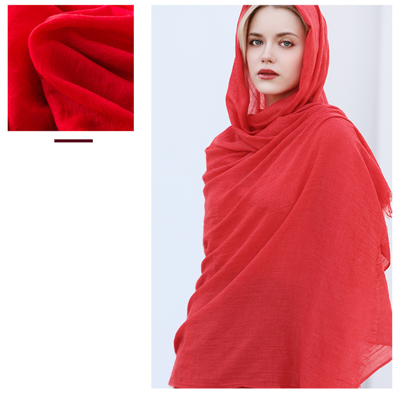 New silk scarf fashion pure color cotton linen scarf wholesale