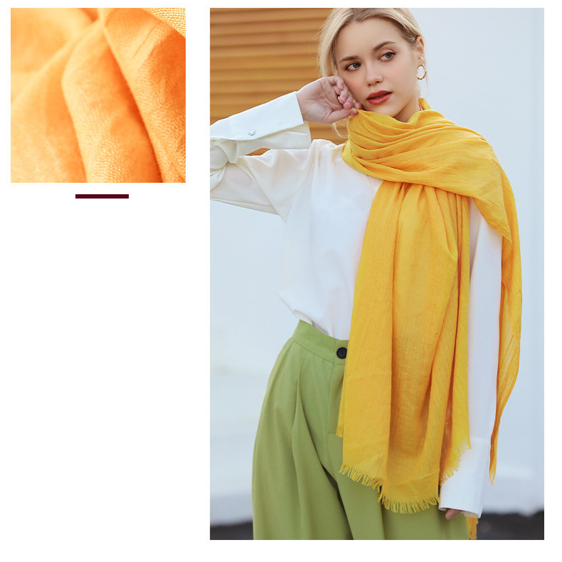 New silk scarf fashion pure color cotton linen scarf wholesale