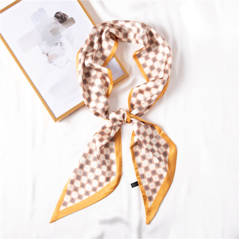 Small lattice hair band silk scarf simulation silk scarf wholesale