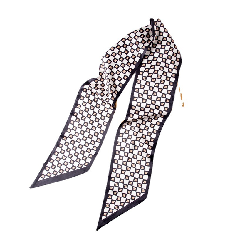 Small lattice hair band silk scarf simulation silk scarf wholesale