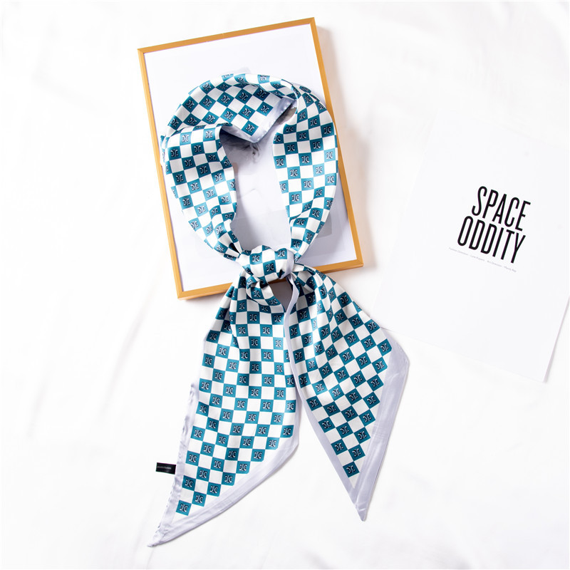 Small lattice hair band silk scarf simulation silk scarf wholesale