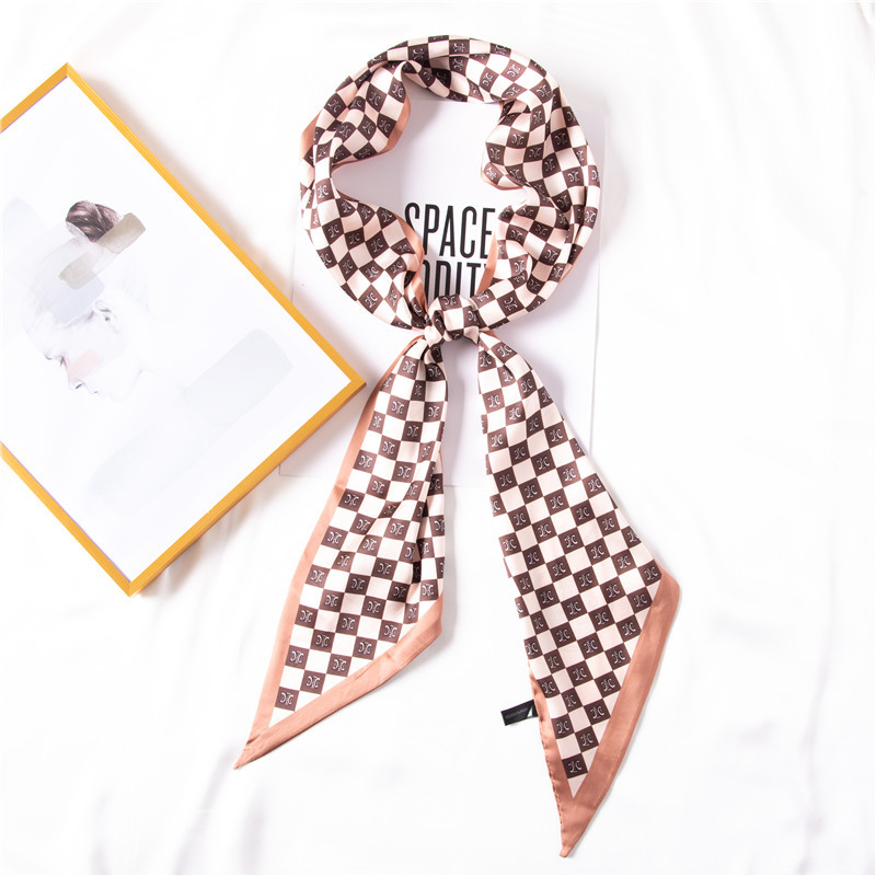 Small lattice hair band silk scarf simulation silk scarf wholesale