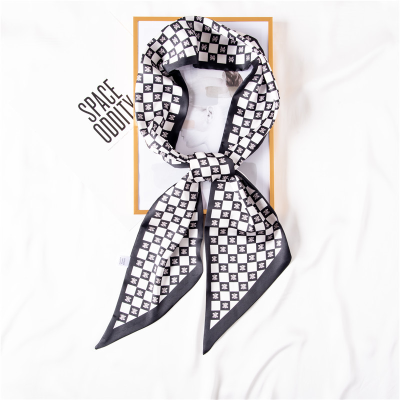 Small lattice hair band silk scarf simulation silk scarf wholesale