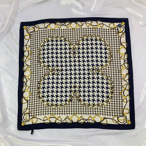 Plaid printed crimped scarf imitation silk small square scarf wholesale