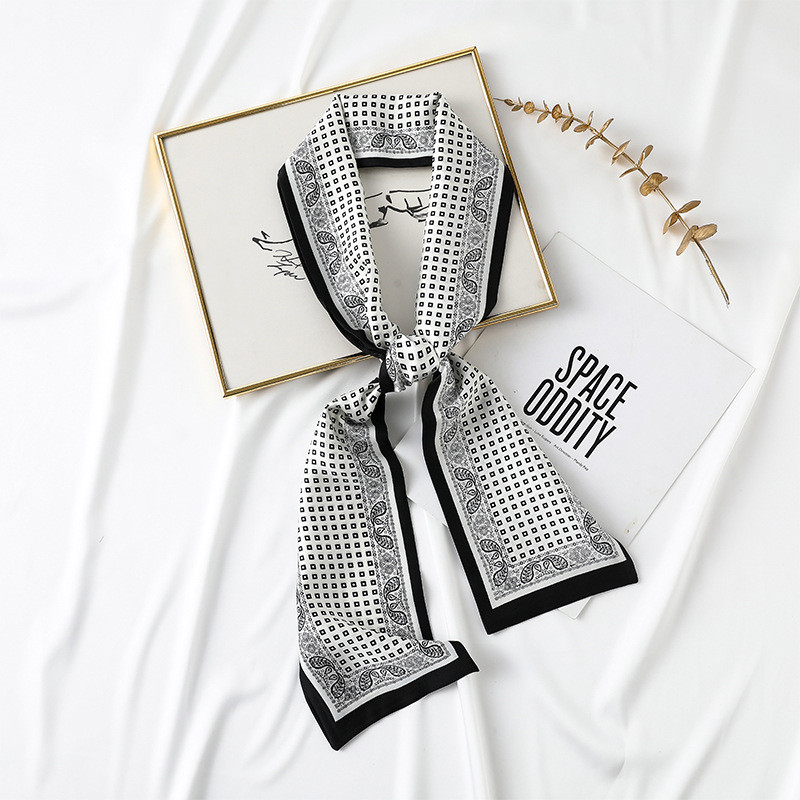 Printed imitation silk ribbon fashion elegant small scarf long scarf wholesale