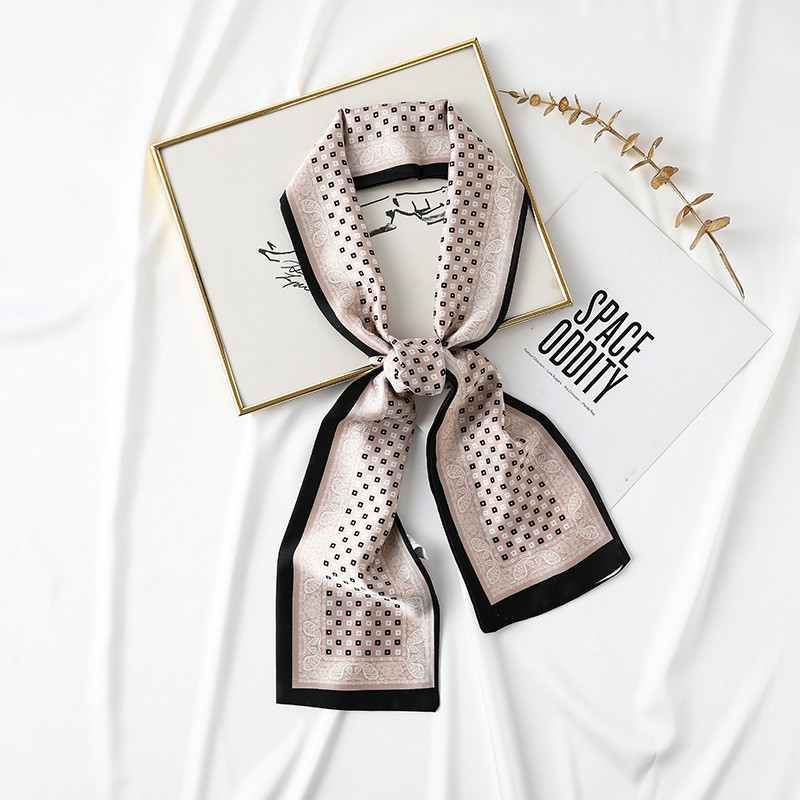 Printed imitation silk ribbon fashion elegant small scarf long scarf wholesale