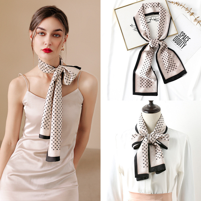 Printed imitation silk ribbon fashion elegant small scarf long scarf wholesale