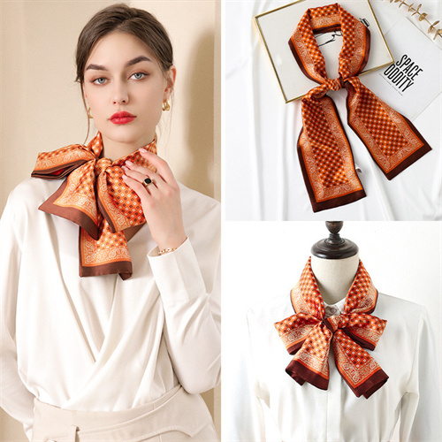 Printed imitation silk ribbon fashion elegant small scarf long scarf wholesale
