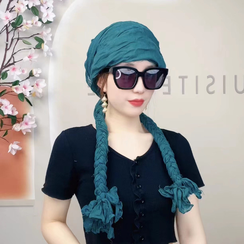 2022 new hand woven twist braid scarf headband silk scarf cotton and linen wholesale