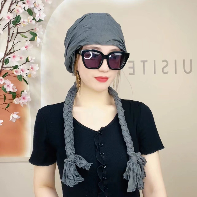 2022 new hand woven twist braid scarf headband silk scarf cotton and linen wholesale