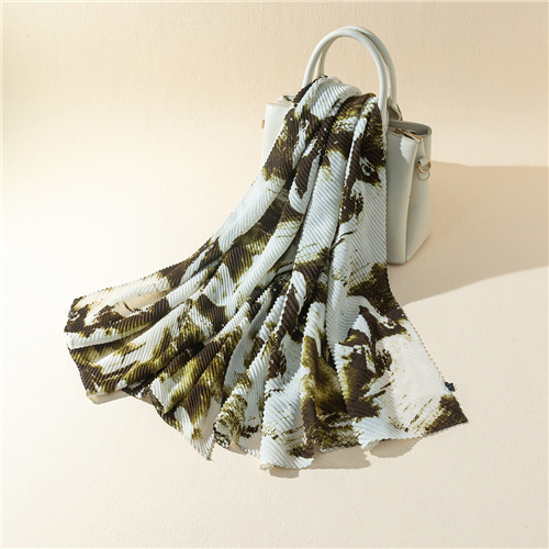 Cotton linen and velvet graffiti crumpled shawl gradient transition color contrast color scarf