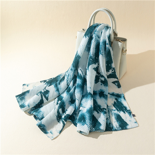 Cotton linen and velvet graffiti crumpled shawl gradient transition color contrast color scarf