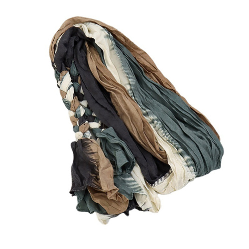Colorful cotton and linen braids twist retro literary pure handmade simple elegant scarf shawl