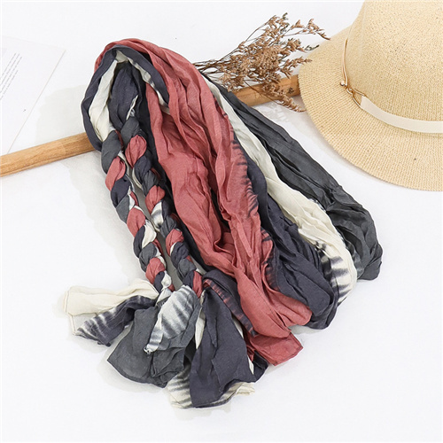 Colorful cotton and linen braids twist retro literary pure handmade simple elegant scarf shawl