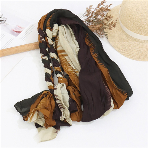Colorful cotton and linen braids twist retro literary pure handmade simple elegant scarf shawl
