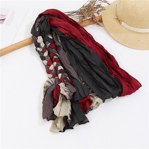 Colorful cotton and linen braids twist retro literary pure handmade simple elegant scarf shawl