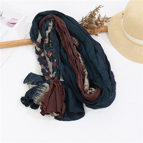 Colorful cotton and linen braids twist retro literary pure handmade simple elegant scarf shawl