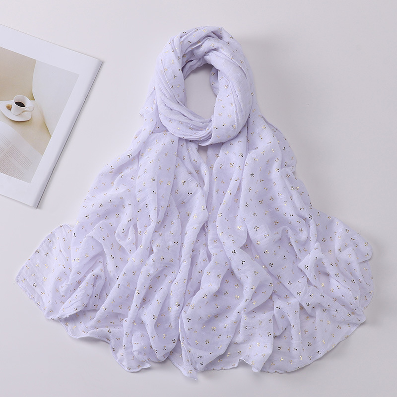 New wrap turban ladies cotton and linen bronzing printing gauze wholesale
