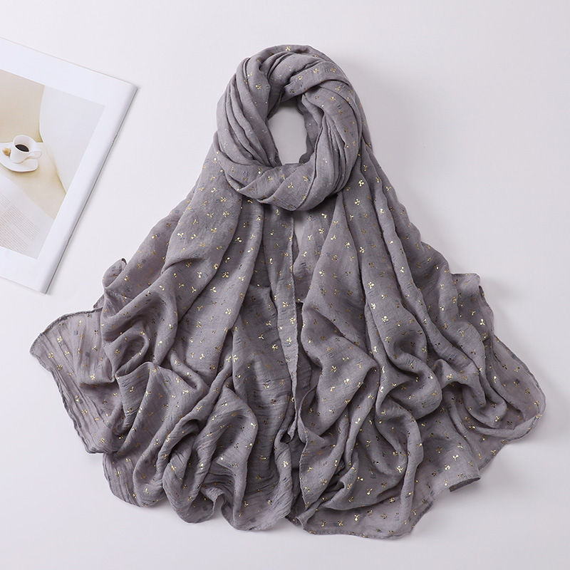 New wrap turban ladies cotton and linen bronzing printing gauze wholesale