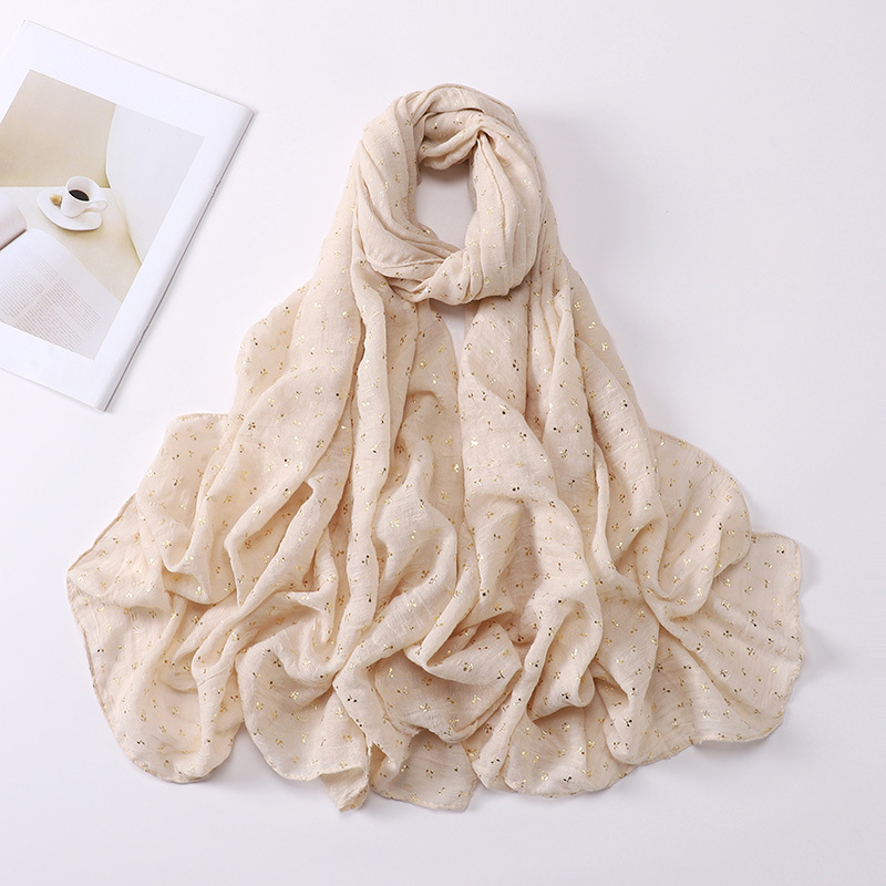 New wrap turban ladies cotton and linen bronzing printing gauze wholesale