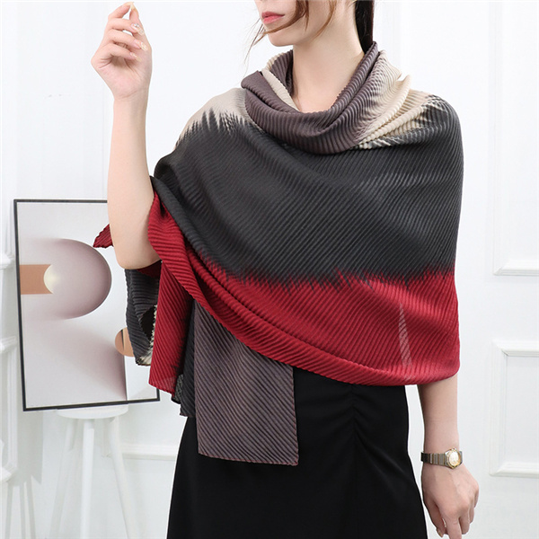 velvet crumpled thin section lengthened 210 shawl contrast color scarf women