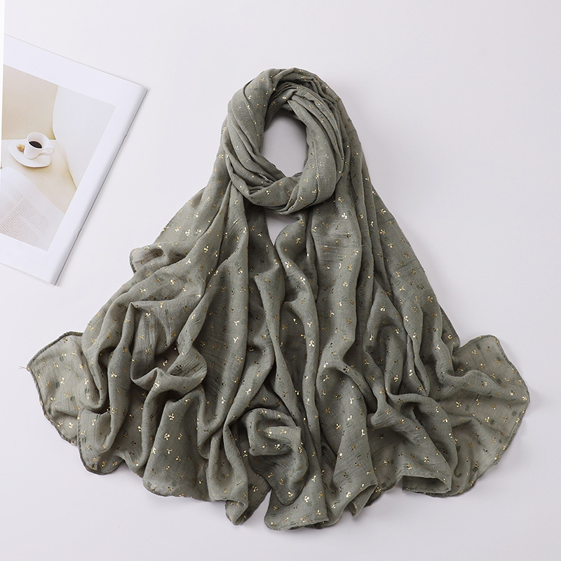 New wrap turban ladies cotton and linen bronzing printing gauze wholesale