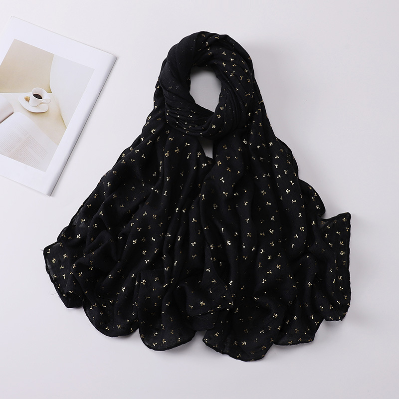 New wrap turban ladies cotton and linen bronzing printing gauze wholesale